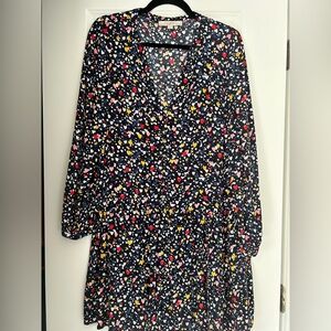 LOFT Navy/multicolor knee length dress